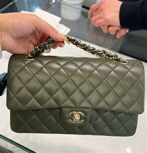 chanel bag green|olive green Chanel bag.